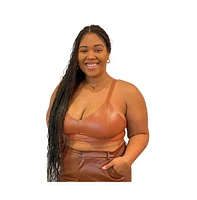 Naked Rebellion Nude Shade Wireless Full Coverage Leather Bralette