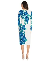 Maggy London Women's Floral Long-Sleeve Midi Dress