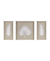 Streamdale Furniture Sabal Framed Rice Paper Palm Leaves 3-Piece Shadowbox Wall Decor Set