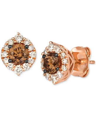 Le Vian Chocolate Diamond & Nude Halo Stud Earrings (3/4 ct. t.w.) 14k Gold (Also Available White or Rose Gold)