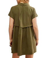 Free People Women's Ronnie Poplin Short-Sleeve Mini Dress