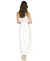 Michael Kors Petite Belted Button-Down Linen Maxi Dress