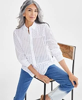 Style & Co Women's Cotton Eyelet Shirt, Created for Macy's