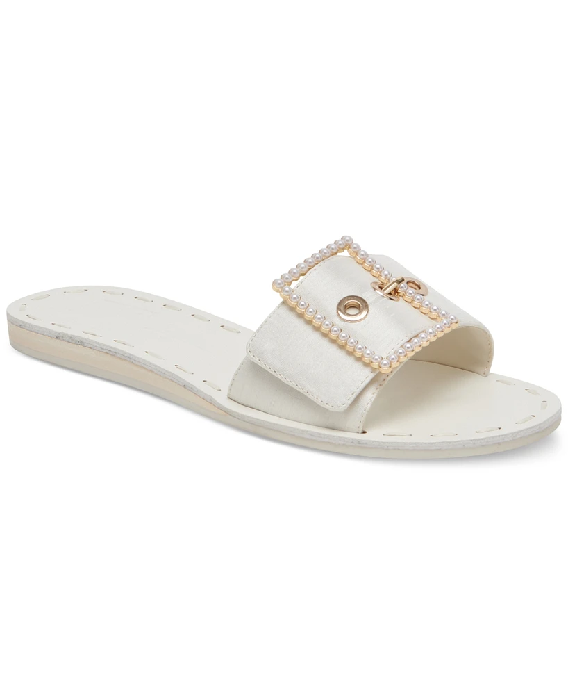 Dolce Vita Women's Dasa Embellished Buckled Slide Flat Sandals