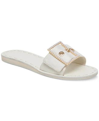 Dolce Vita Women's Dasa Embellished Buckled Slide Flat Sandals