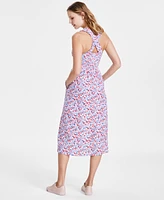 Tommy Hilfiger Women's Smocked Floral-Print Cotton Midi Dress