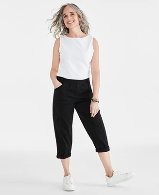 Style & Co Petite Pull-On Mid-Rise Rolled Cuff Capri Pants, Created for Macy's
