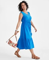 Style & Co Women's Cotton Gauze V-Neck Midi Dress, Created for Macy's