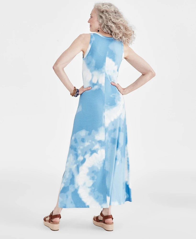 Style & Co Women's Tie-Dye Knit Maxi Dress, Created for Macy's
