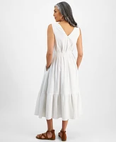 Style & Co Women's Cotton Gauze V-Neck Midi Dress