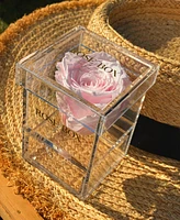 Rose Box Nyc Jewelry box of Light Pink Long Lasting Preserved Real Rose, 1 Rose