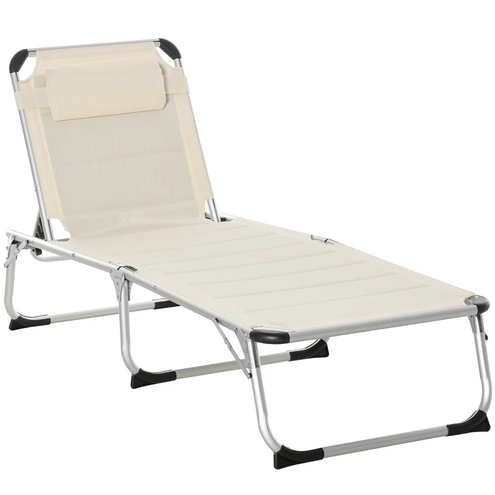 Simplie Fun Outdoor Chaise Lounge Chair with 5 Reclining Levels