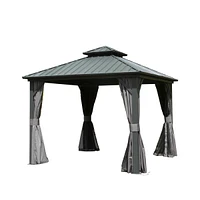 Streamdale Furniture 10' X 10' Hardtop Gazebo, Aluminum Metal Gazebo