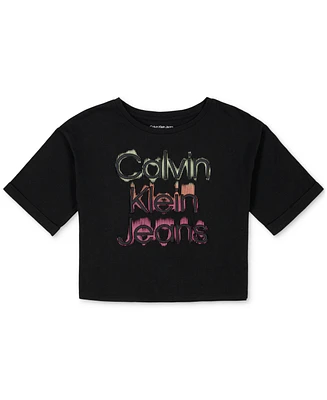 Calvin Klein Big Girls Glow Calvin Klein Jean Oversize Logo T-Shirt