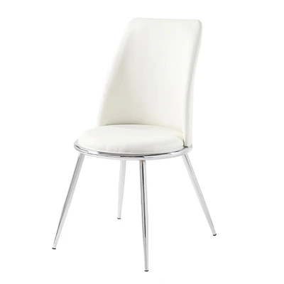 Simplie Fun Weizor Side Chair (Set of 2), White Pu & Chrome (2 Piece/1Ctn)