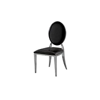 Simplie Fun Leatherette Dining Chair Set Of 2, Oval Backrest Design And Stainless Steel Legs