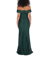 B Darlin Juniors' Ruched Off-The-Shoulder Gown