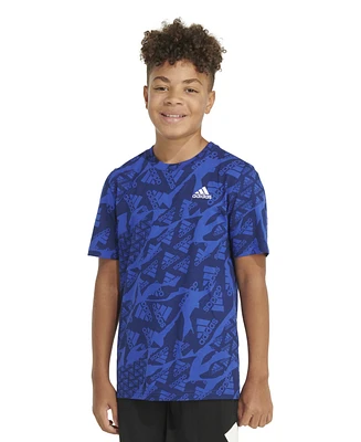 adidas Big Boys Short Sleeve Printed "Camo" Logo T-Shirt