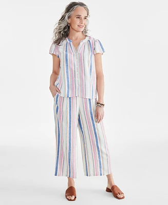 Style & Co Women's Stripe Cropped Drawstring Pants, Created for Macy's
