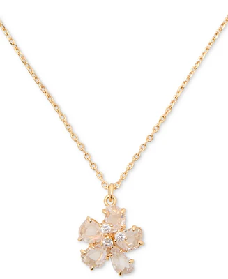kate spade new york Gold-Tone Paradise Flower Mini Pendant Necklace, 16" + 3" extender