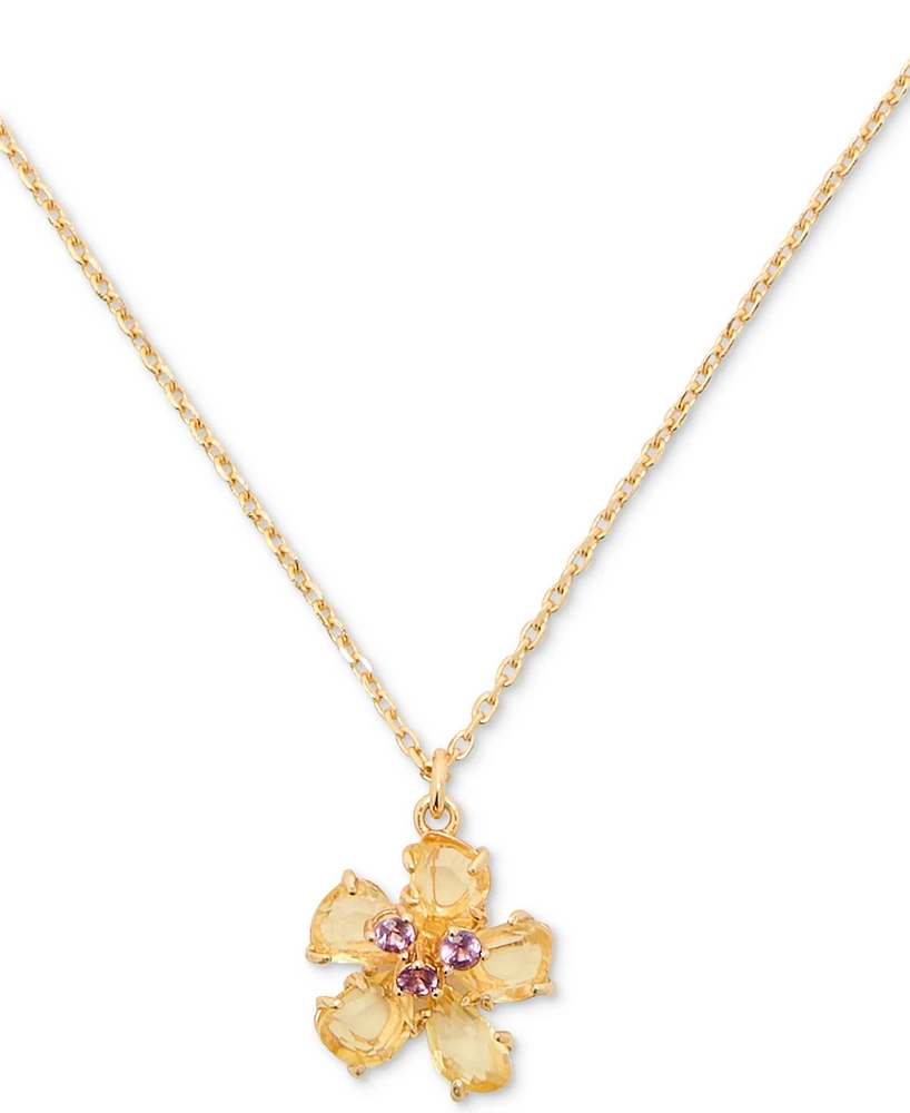 kate spade new york Gold-Tone Paradise Flower Mini Pendant Necklace, 16" + 3" extender