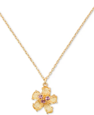 kate spade new york Gold-Tone Paradise Flower Mini Pendant Necklace, 16" + 3" extender