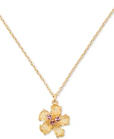 kate spade new york Gold-Tone Paradise Flower Mini Pendant Necklace, 16" + 3" extender