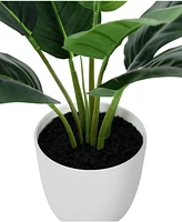 Monarch Specialties 17" Indoor Artificial Aureum Plant with Decorative White Pot