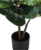 Monarch Specialties 49" Indoor Artificial Floor Fiddle Tree with Black Pot