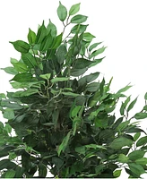 Monarch Specialties 58" Indoor Artificial Floor Ficus Tree with Black Pot