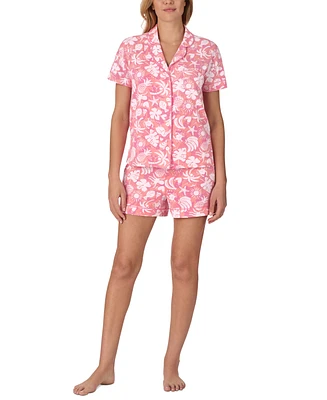 Cuddl Duds Women's 2-Pc. Notched-Collar Shortie Pajamas Set