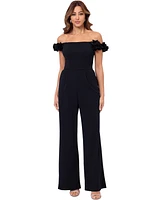 Xscape Women's Off-The-Shoulder Ruffle Straight-Leg Jumpsuit