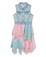 Rare Editions Big Girls Denim Vest Topper Dress