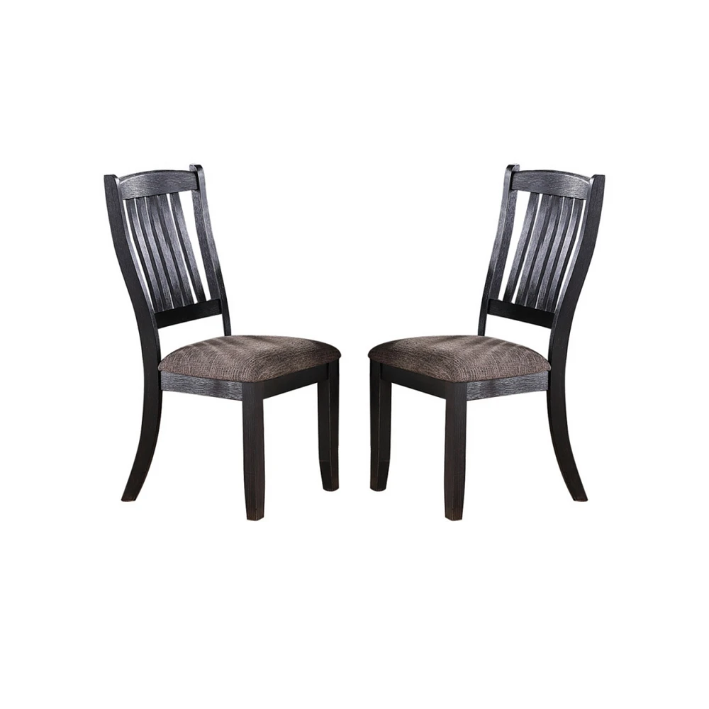 Simplie Fun Dark Coffee Fabric Upholstered Side Chairs, Black(Set Of 2)