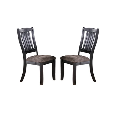 Simplie Fun Dark Coffee Fabric Upholstered Side Chairs, Black(Set Of 2)