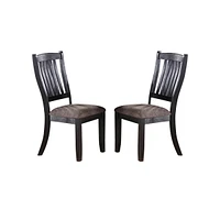 Simplie Fun Dark Coffee Fabric Upholstered Side Chairs, Black(Set Of 2)