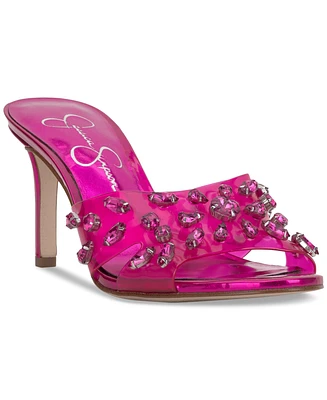 Jessica Simpson Women's Primana Embellished Slide High Heel Dress Sandals