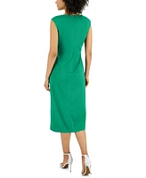 Anne Klein Women's Asymmetrical-Neck Midi Dress