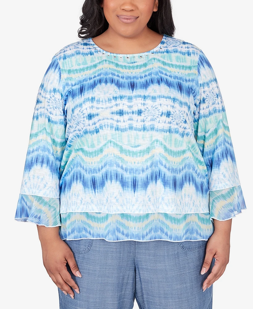 Alfred Dunner Plus Hyannisport Tie Dye Top