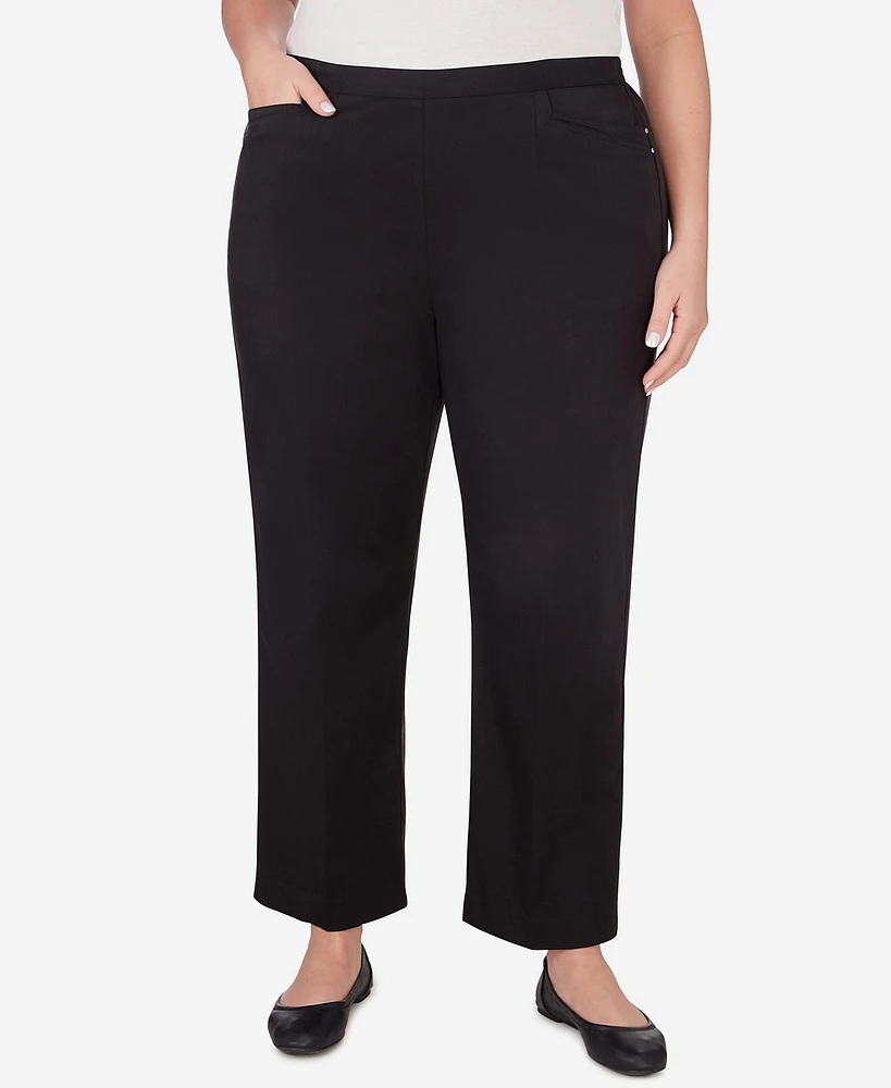 Alfred Dunner Plus Opposites Attract Short Length Sateen Pant