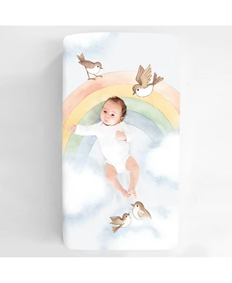 Rainbow and Birds Cotton Sateen Fitted Crib Sheet