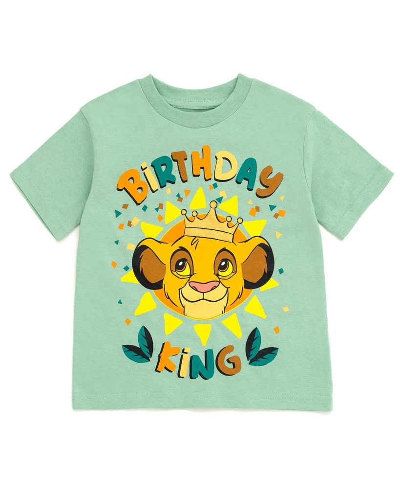 Disney Toddler Boys Lion King Simba Birthday Metallic Print T-Shirt Green