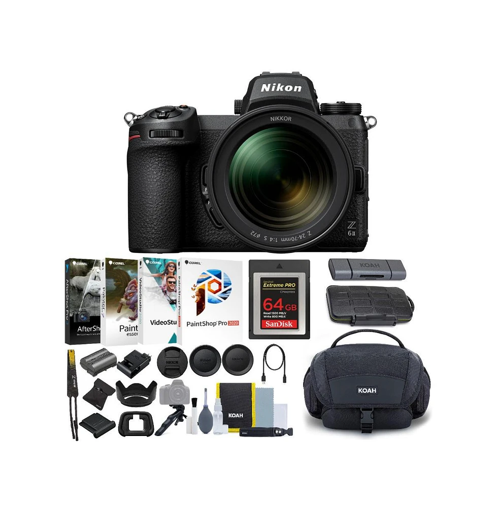 Nikon Z6II with 24-70, 64GB CFexpress, Shoulder Bag, Software & Accessory Bundle