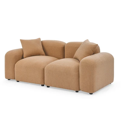 Simplie Fun L-Shape Modular Sectional Sofa, Diy Combination, Teddy Fabric, Camel