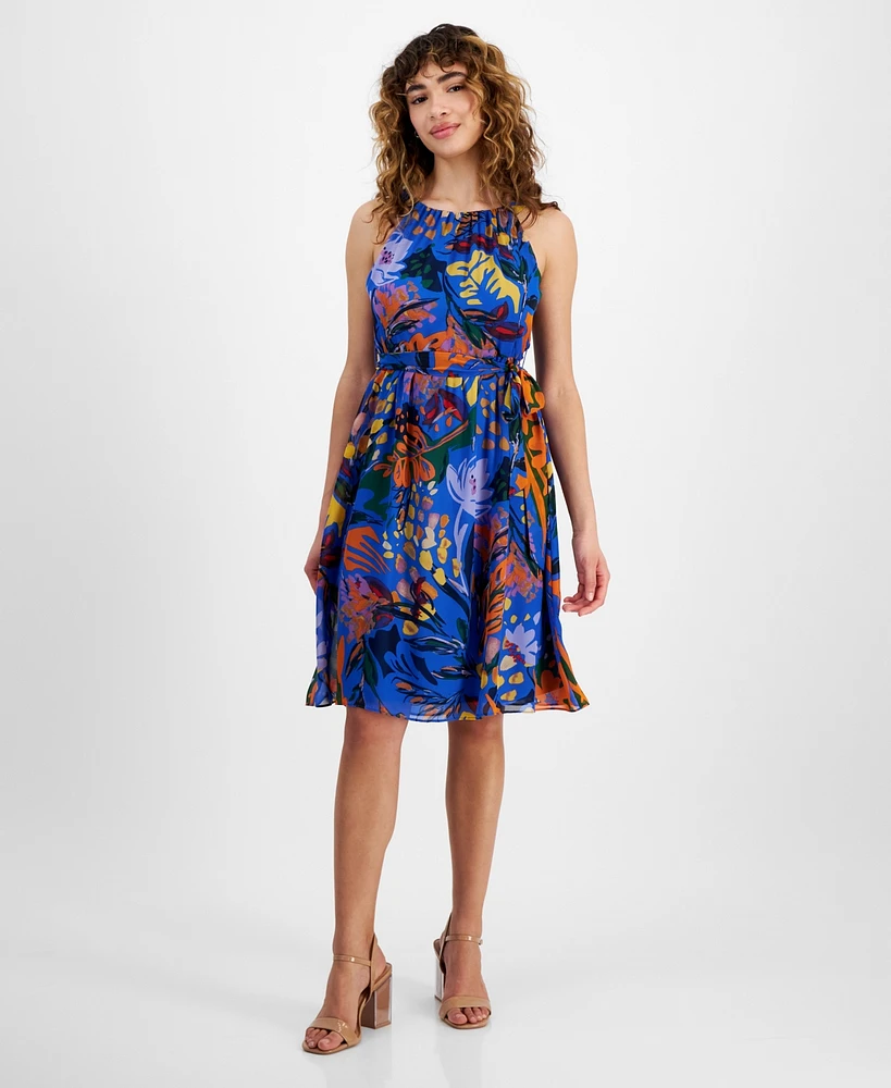 Robbie Bee Petite Floral-Print A-Line Dress