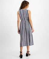 Robbie Bee Petite Striped A-Line Midi Dress