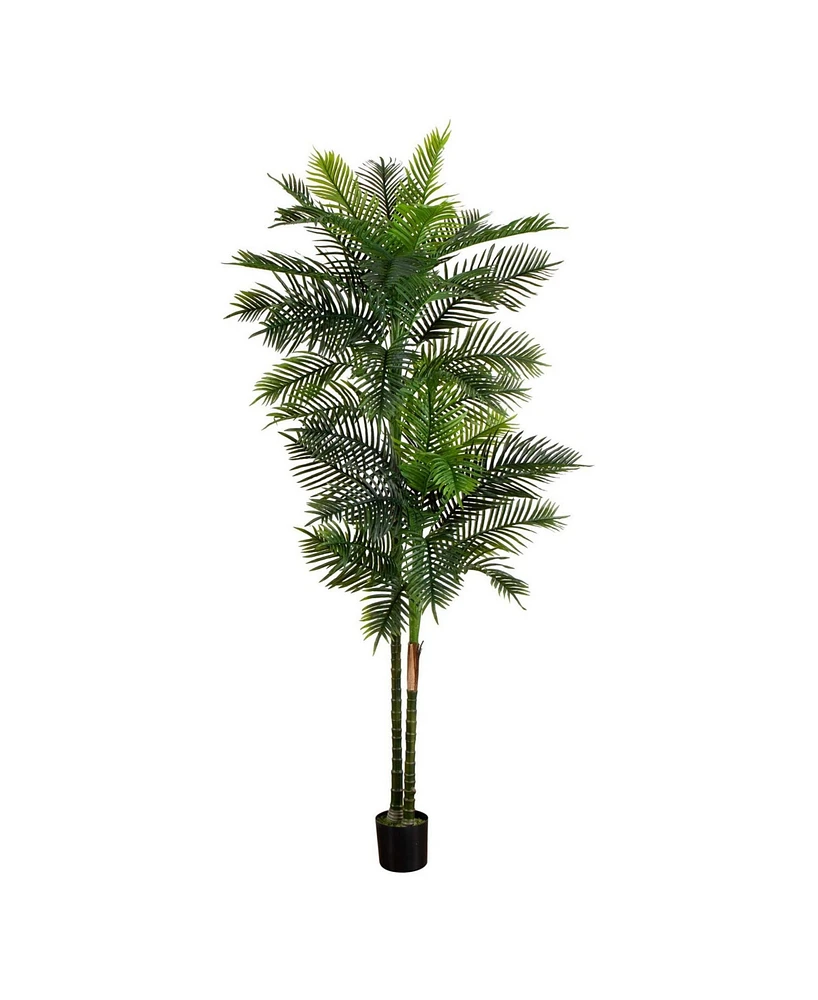 Nearly Natural 9ft. Uv Resistant Artificial Double Robellini Palm Tree Indoor/Outdoor