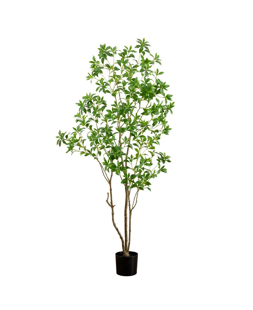 Nearly Natural 7ft. Artificial Minimalist Japanese Pieris Tree with Real Touch Leaves