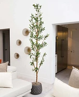 Nearly Natural 8ft. Artificial Olive Tree with Natural Trunk