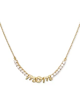 kate spade new york Gold-Tone Love You, Mom Crystal Necklace, 16" + 3" extender